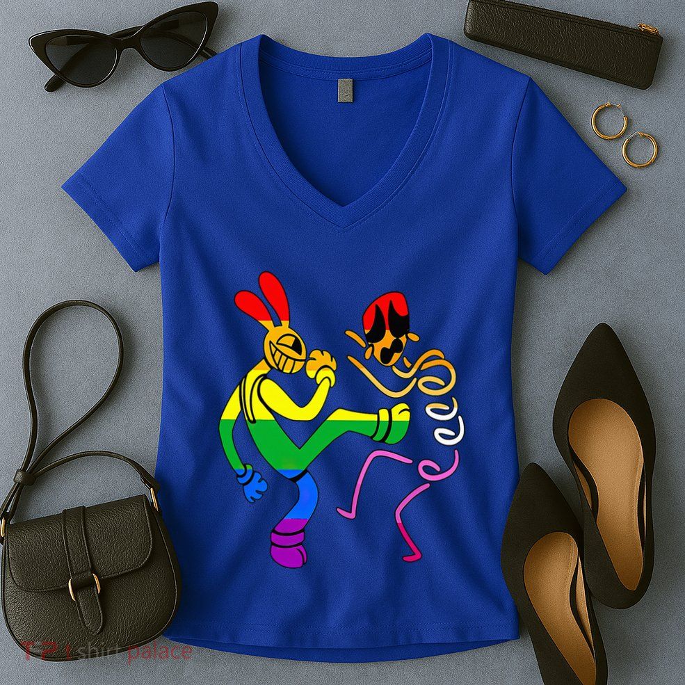 Funny Amazing Digital Circus Gooseworx LGBT  Women's V-Neck T-Shirt