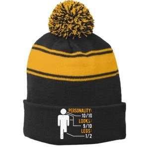 Funny Amputee Design Stripe Pom Pom Beanie