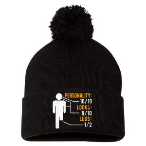 Funny Amputee Design Pom Pom 12in Knit Beanie