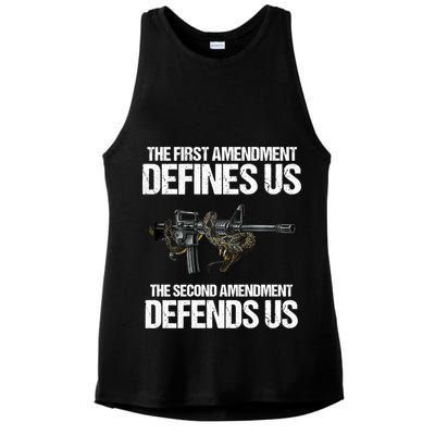 First Amendment Defines Us The Second Amendment Defends Us Ladies PosiCharge Tri-Blend Wicking Tank