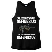 First Amendment Defines Us The Second Amendment Defends Us Ladies PosiCharge Tri-Blend Wicking Tank