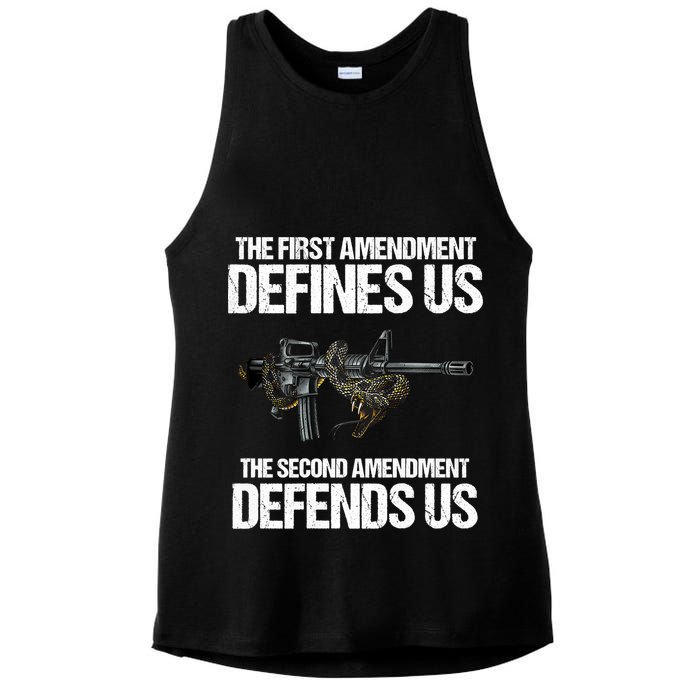 First Amendment Defines Us The Second Amendment Defends Us Ladies PosiCharge Tri-Blend Wicking Tank