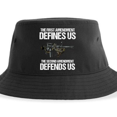 First Amendment Defines Us The Second Amendment Defends Us Sustainable Bucket Hat