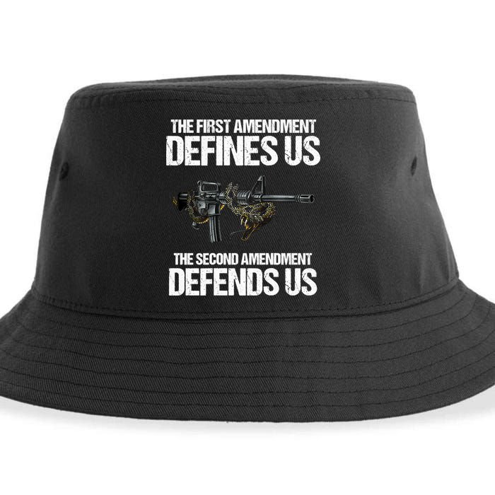 First Amendment Defines Us The Second Amendment Defends Us Sustainable Bucket Hat