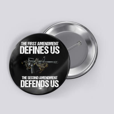 First Amendment Defines Us The Second Amendment Defends Us Button