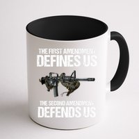 First Amendment Defines Us The Second Amendment Defends Us Mug