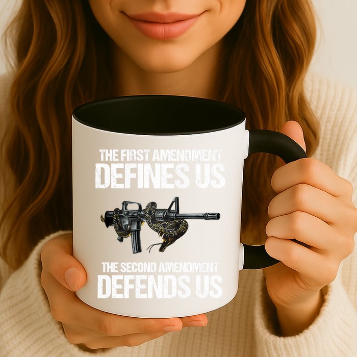 First Amendment Defines Us The Second Amendment Defends Us Mug