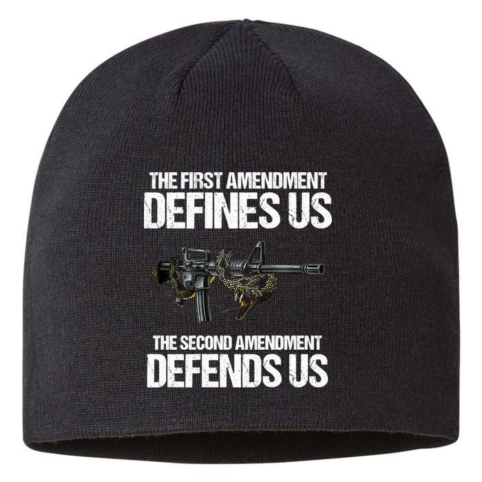 First Amendment Defines Us The Second Amendment Defends Us Sustainable Beanie