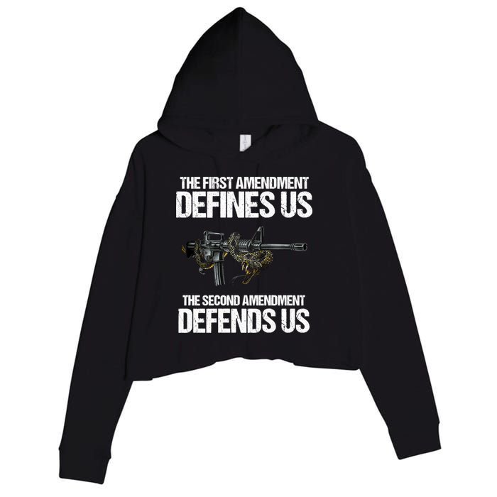 First Amendment Defines Us The Second Amendment Defends Us Crop Fleece Hoodie