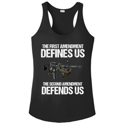 First Amendment Defines Us The Second Amendment Defends Us Ladies PosiCharge Competitor Racerback Tank
