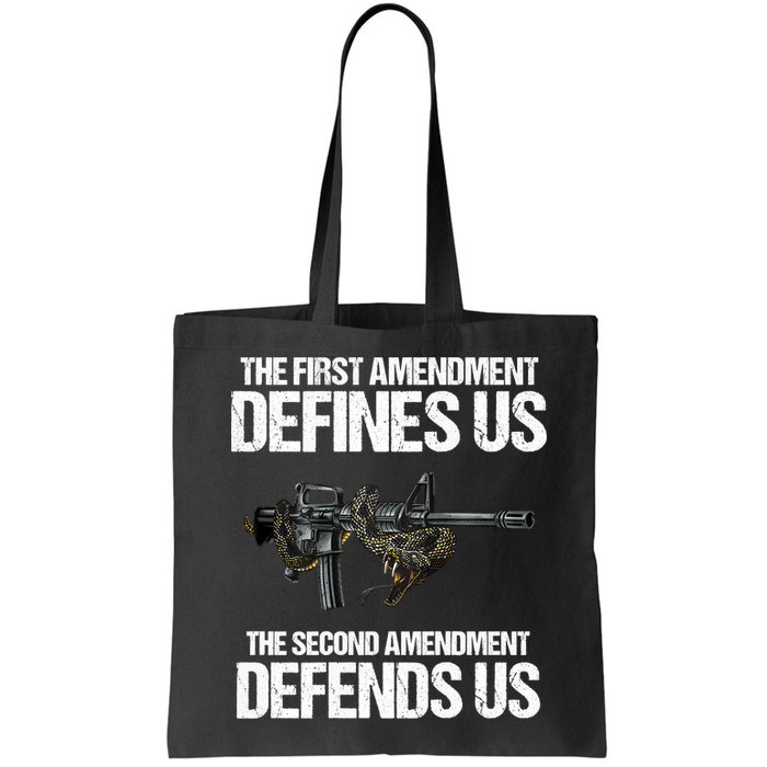First Amendment Defines Us The Second Amendment Defends Us Bag