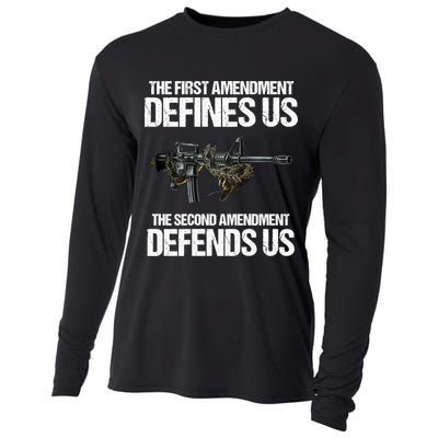 First Amendment Defines Us The Second Amendment Defends Us Cooling Performance Long Sleeve Crew