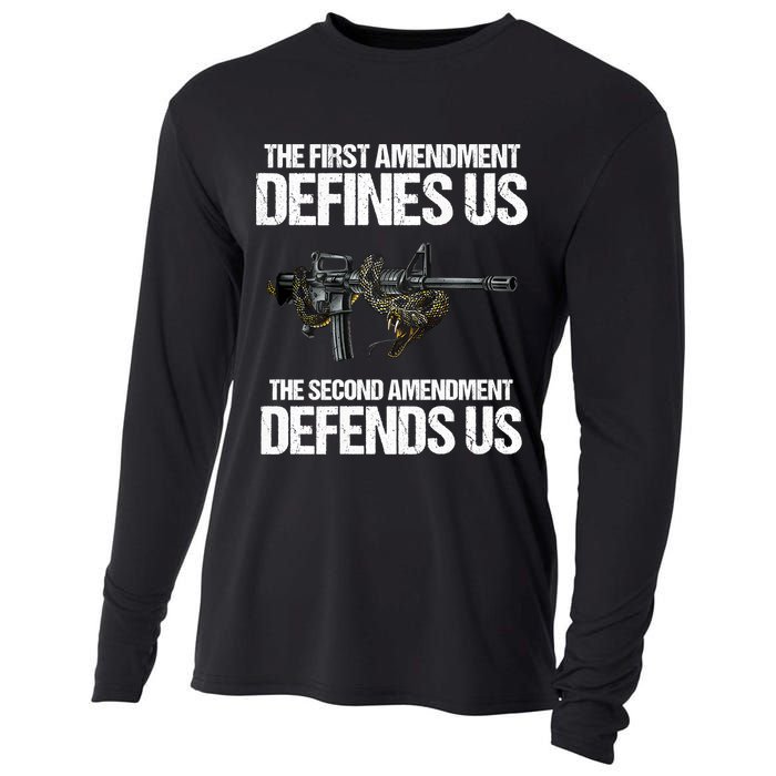 First Amendment Defines Us The Second Amendment Defends Us Cooling Performance Long Sleeve Crew