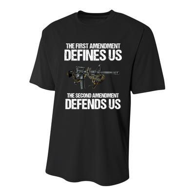 First Amendment Defines Us The Second Amendment Defends Us Youth Performance Sprint T-Shirt