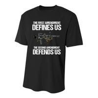 First Amendment Defines Us The Second Amendment Defends Us Youth Performance Sprint T-Shirt
