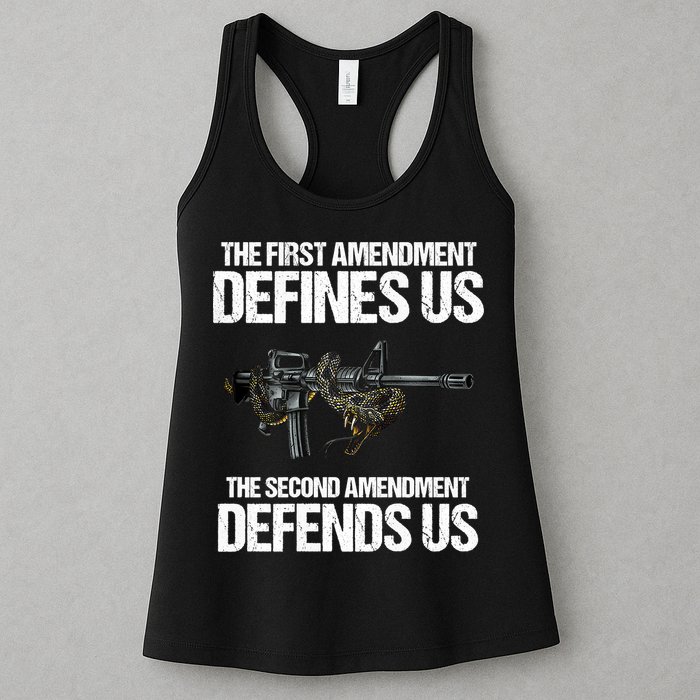 First Amendment Defines Us The Second Amendment Defends Us Womens Tank Top