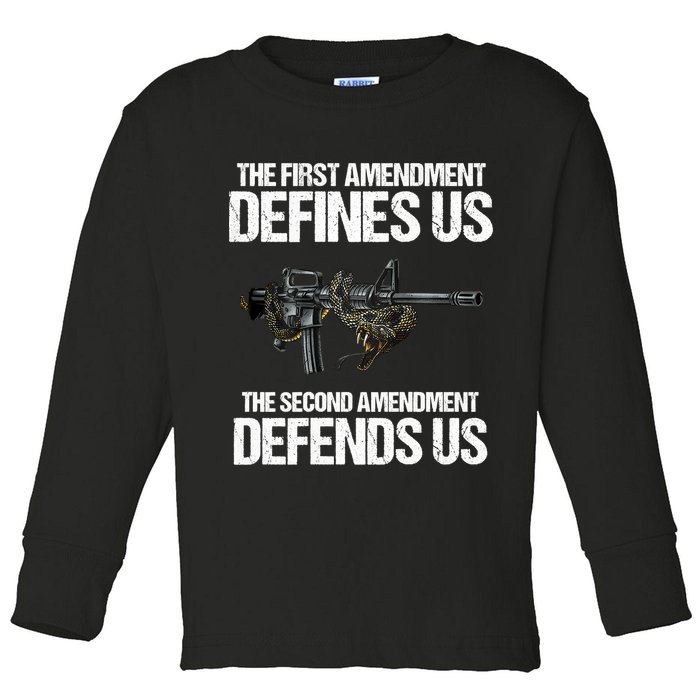 First Amendment Defines Us The Second Amendment Defends Us Toddler Long Sleeve Shirt