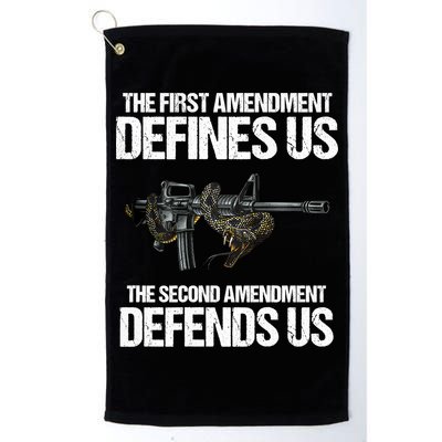 First Amendment Defines Us The Second Amendment Defends Us Golf Towel