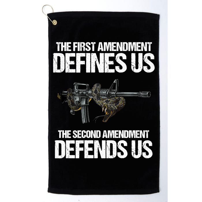 First Amendment Defines Us The Second Amendment Defends Us Golf Towel