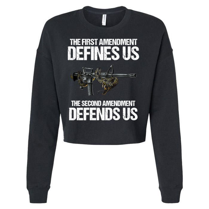 First Amendment Defines Us The Second Amendment Defends Us Cropped Pullover Crew
