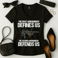 First Amendment Defines Us The Second Amendment Defends Us Women's V-Neck T-Shirt