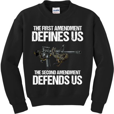 First Amendment Defines Us The Second Amendment Defends Us Kids Sweatshirt