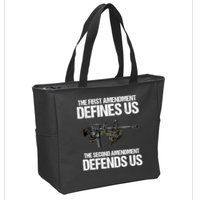 First Amendment Defines Us The Second Amendment Defends Us Zip Tote Bag