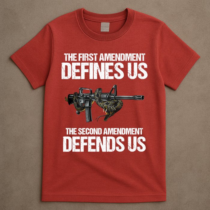 First Amendment Defines Us The Second Amendment Defends Us T-Shirt