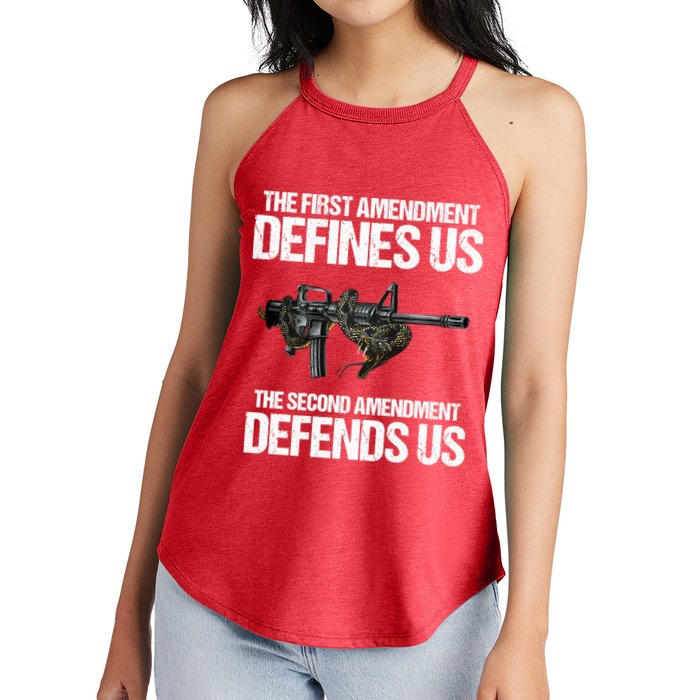 First Amendment Defines Us The Second Amendment Defends Us Women's Perfect Tri Rocker Tank