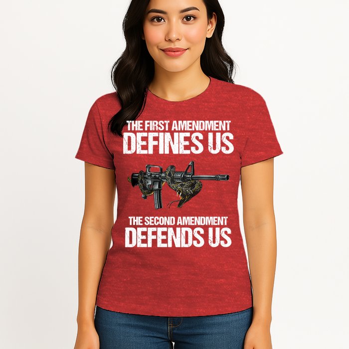 First Amendment Defines Us The Second Amendment Defends Us Womens T-Shirt