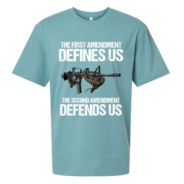 First Amendment Defines Us The Second Amendment Defends Us Sueded Cloud Jersey T-Shirt