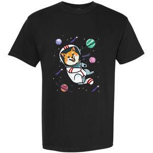 funny Astronaut Dog In Space Shiba Inu Akita Garment-Dyed Heavyweight T-Shirt