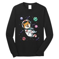 funny Astronaut Dog In Space Shiba Inu Akita Long Sleeve Shirt