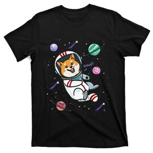 funny Astronaut Dog In Space Shiba Inu Akita T-Shirt