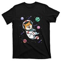 funny Astronaut Dog In Space Shiba Inu Akita T-Shirt