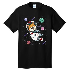 funny Astronaut Dog In Space Shiba Inu Akita Tall T-Shirt