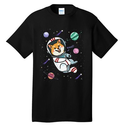 funny Astronaut Dog In Space Shiba Inu Akita Tall T-Shirt