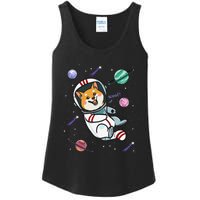 funny Astronaut Dog In Space Shiba Inu Akita Ladies Essential Tank