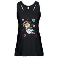 funny Astronaut Dog In Space Shiba Inu Akita Ladies Essential Flowy Tank