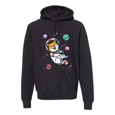 funny Astronaut Dog In Space Shiba Inu Akita Premium Hoodie