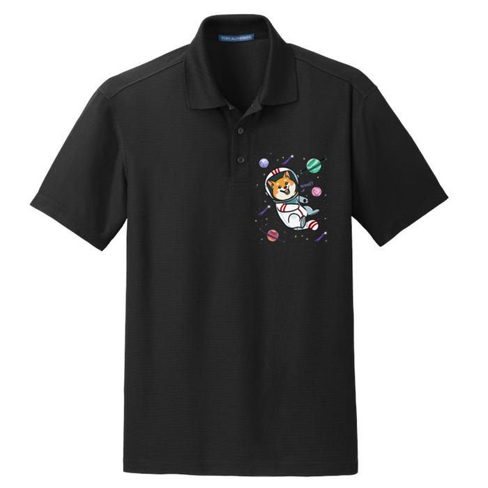 funny Astronaut Dog In Space Shiba Inu Akita Dry Zone Grid Polo