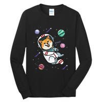 funny Astronaut Dog In Space Shiba Inu Akita Tall Long Sleeve T-Shirt