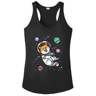 funny Astronaut Dog In Space Shiba Inu Akita Ladies PosiCharge Competitor Racerback Tank