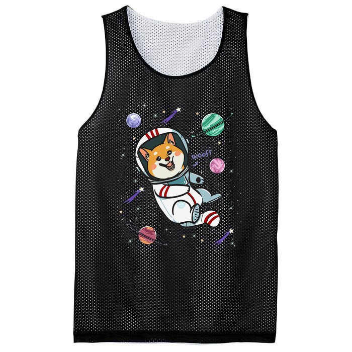 funny Astronaut Dog In Space Shiba Inu Akita Mesh Reversible Basketball Jersey Tank