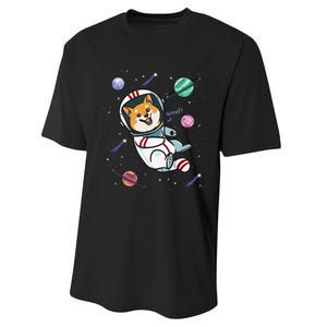 funny Astronaut Dog In Space Shiba Inu Akita Performance Sprint T-Shirt