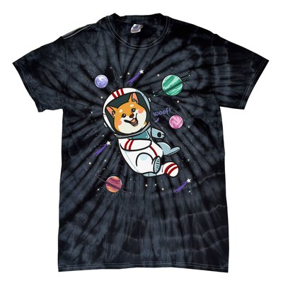 funny Astronaut Dog In Space Shiba Inu Akita Tie-Dye T-Shirt