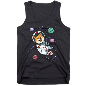 funny Astronaut Dog In Space Shiba Inu Akita Tank Top