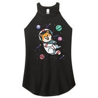 funny Astronaut Dog In Space Shiba Inu Akita Women's Perfect Tri Rocker Tank