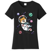 funny Astronaut Dog In Space Shiba Inu Akita Women's T-Shirt