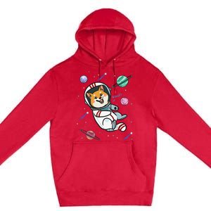 funny Astronaut Dog In Space Shiba Inu Akita Premium Pullover Hoodie